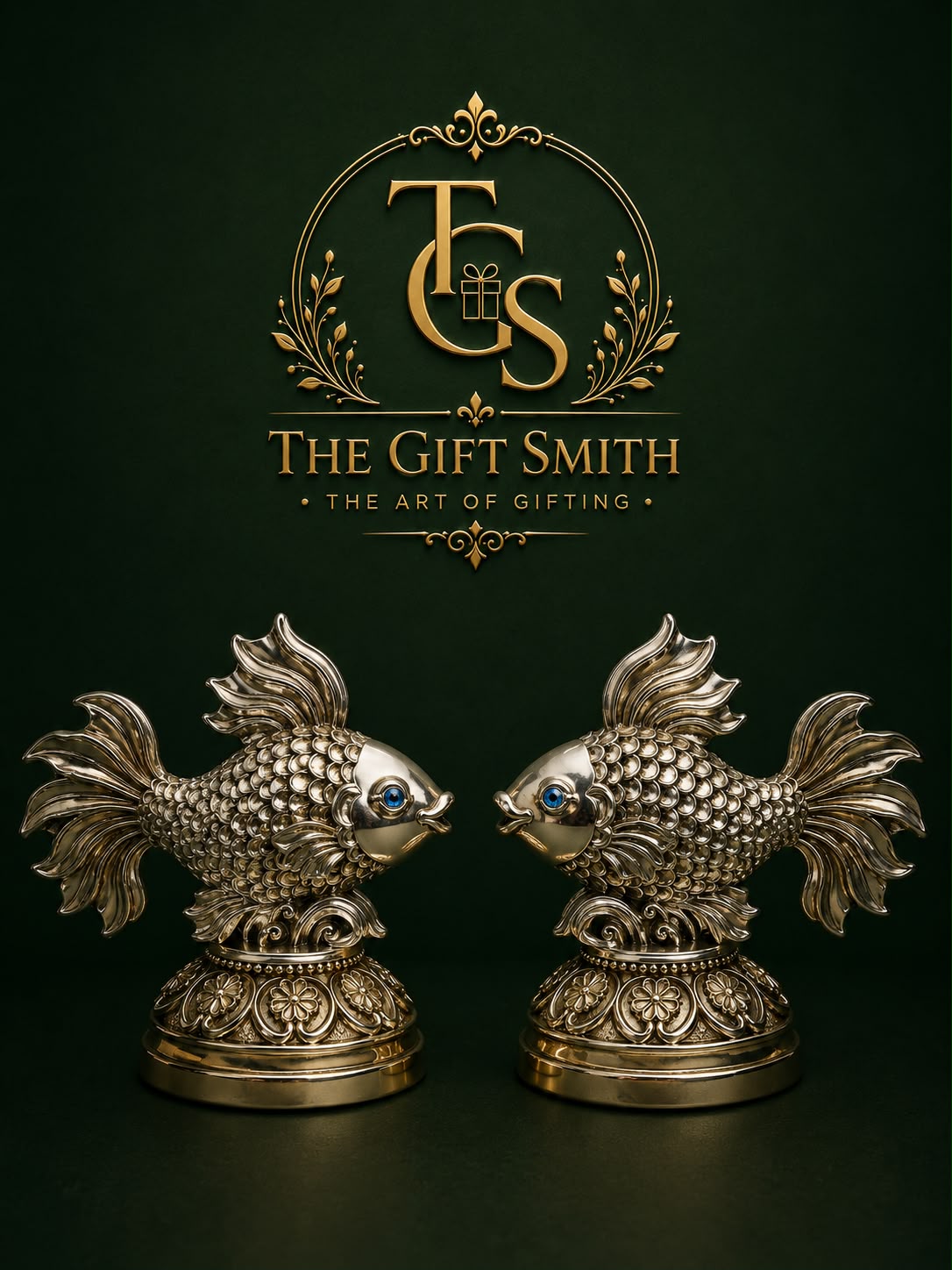 Dual Metallic Golden Fish Pair