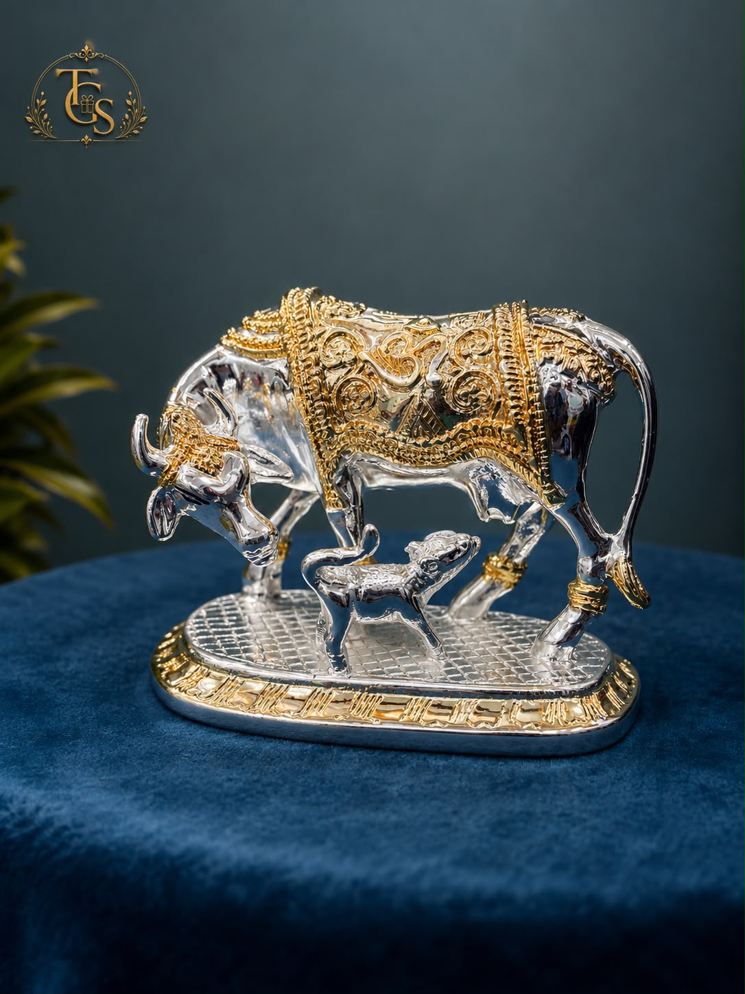 Kamadhenu Cow and Calf Sculpture