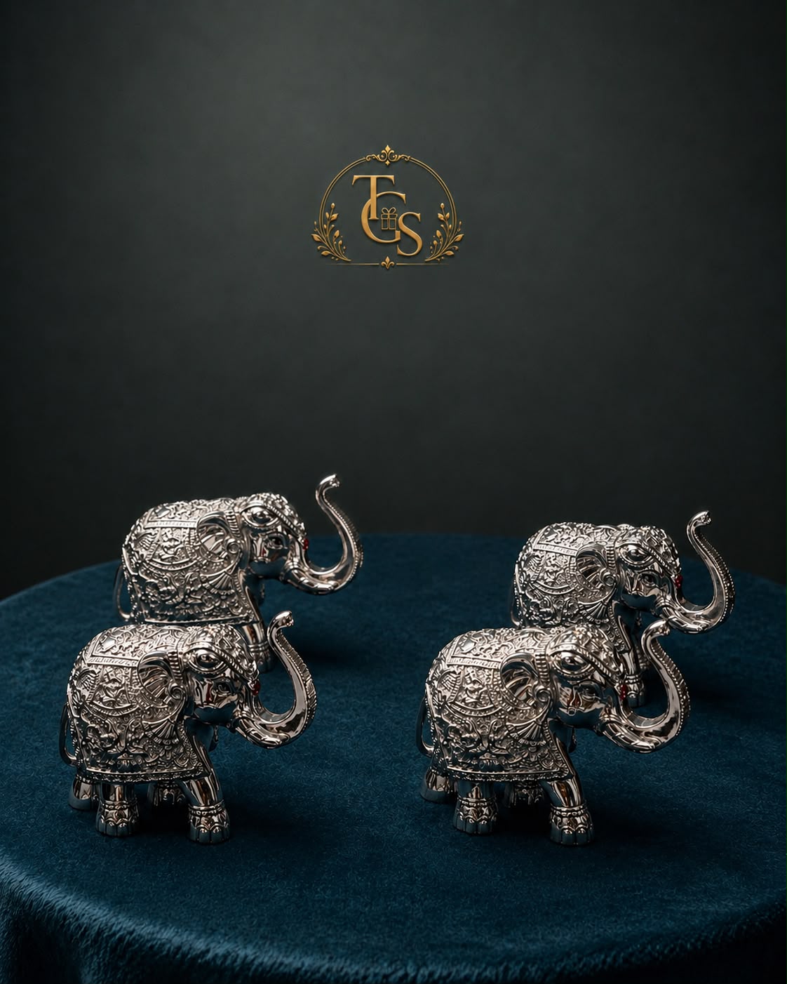 Silver Engraved Elephants