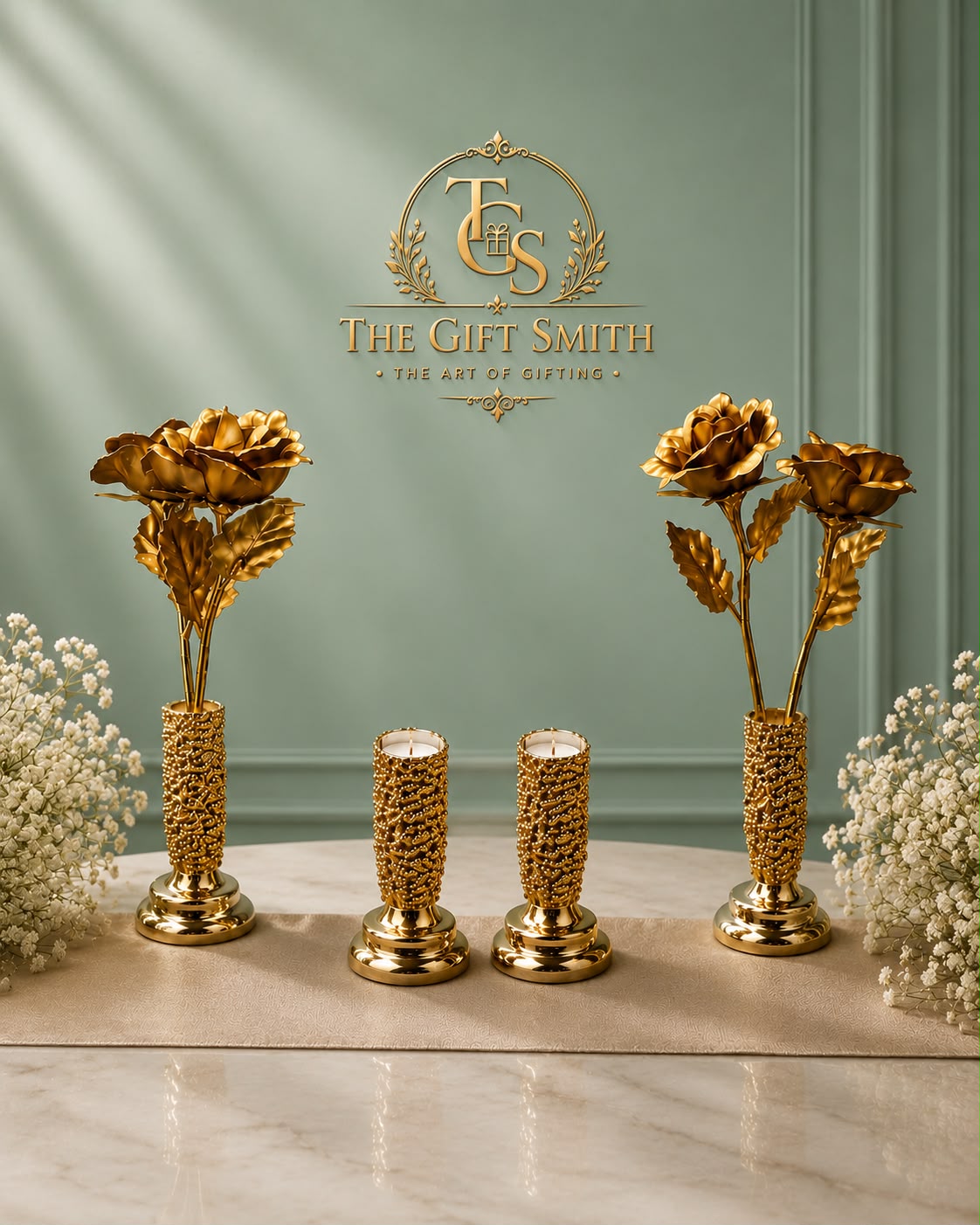 Gold Metallic Rose Set