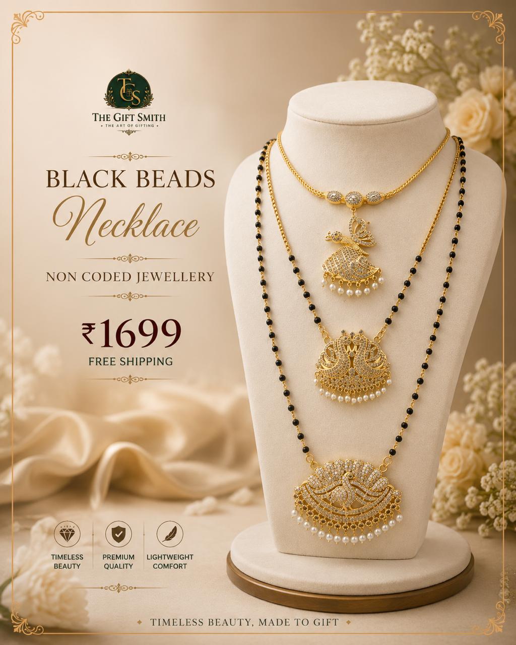 Black Beads Necklace