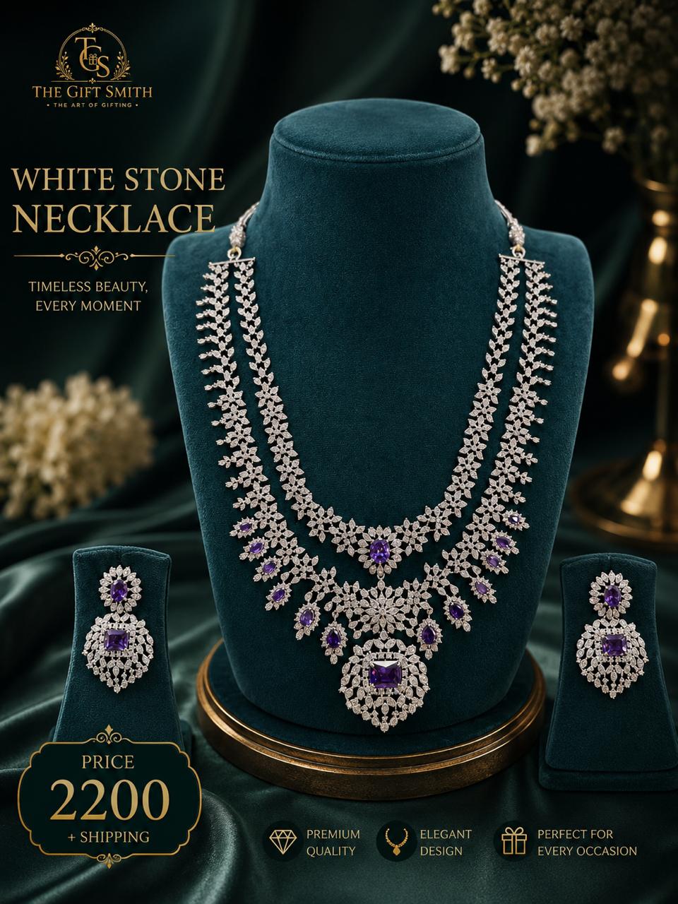 White Stone Double Layer Necklace