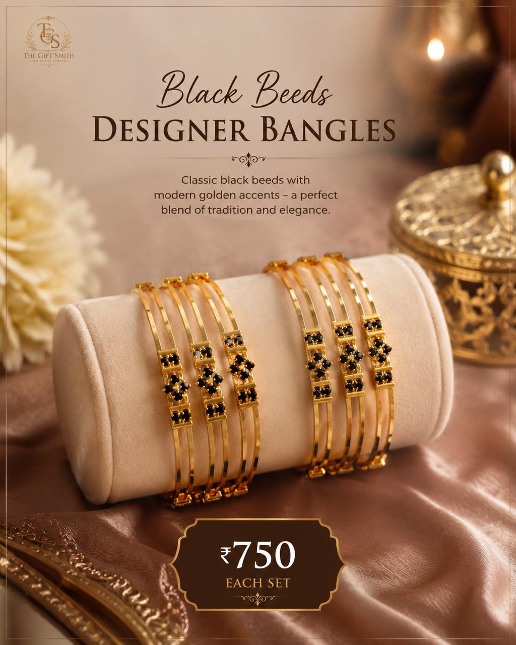 Black Beeds Designer Bangles