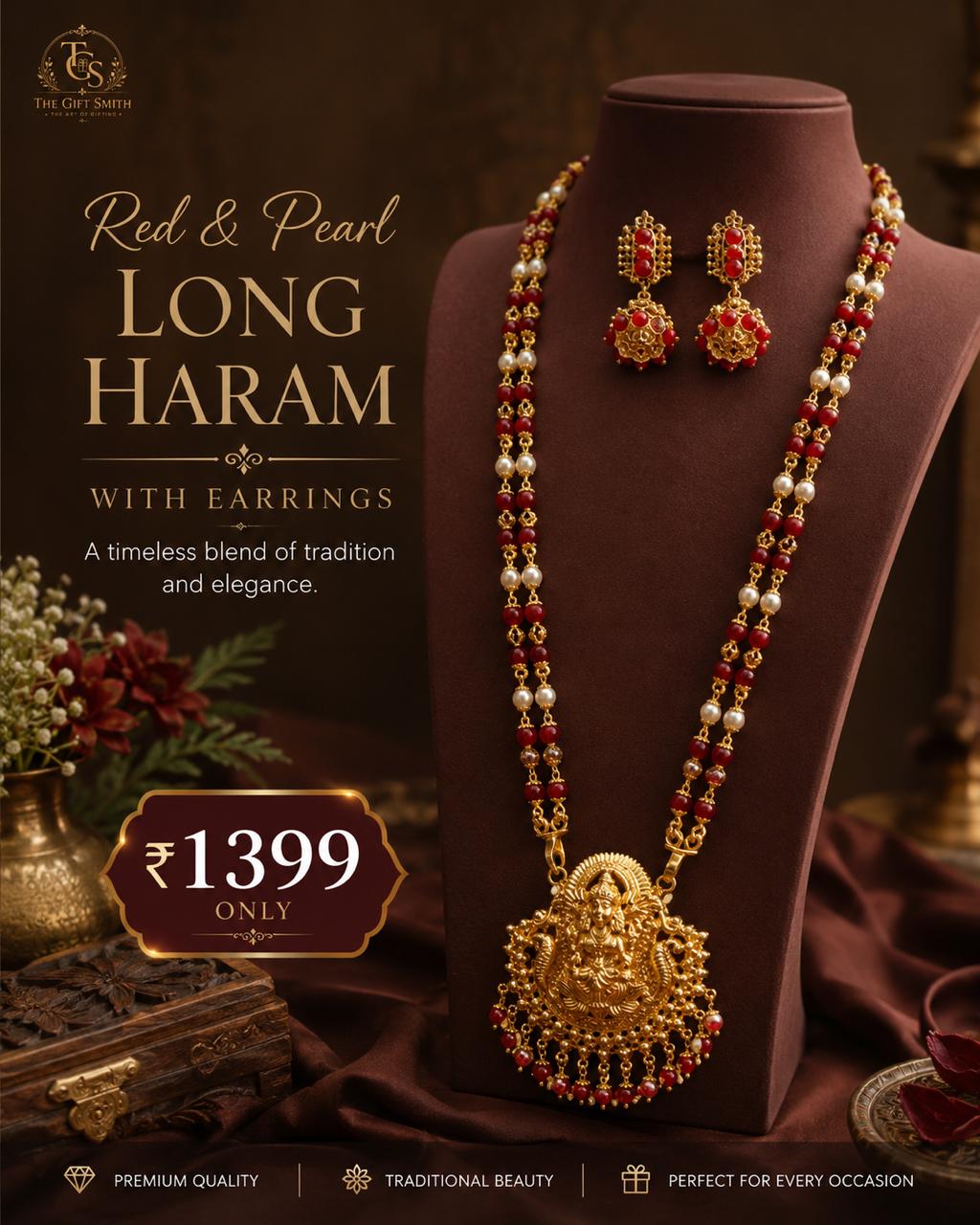 Red & Pearl Long Haram