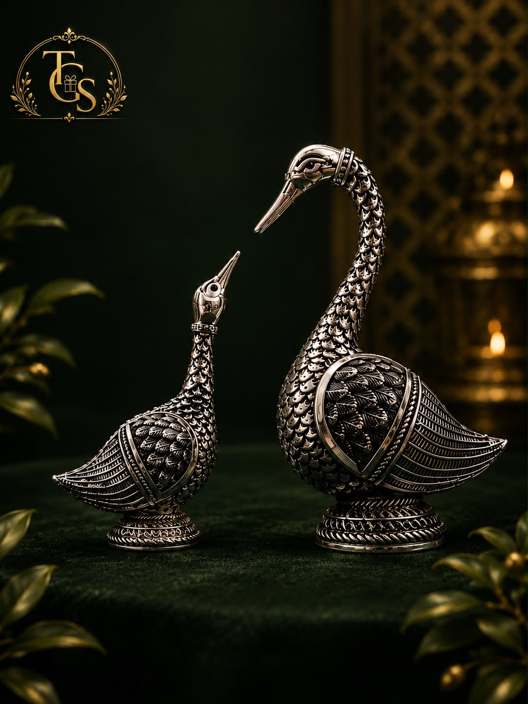 Silver Decorative Swans
