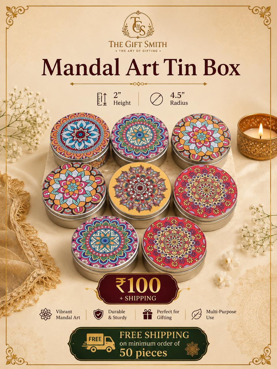 Mandal Art Tin Box