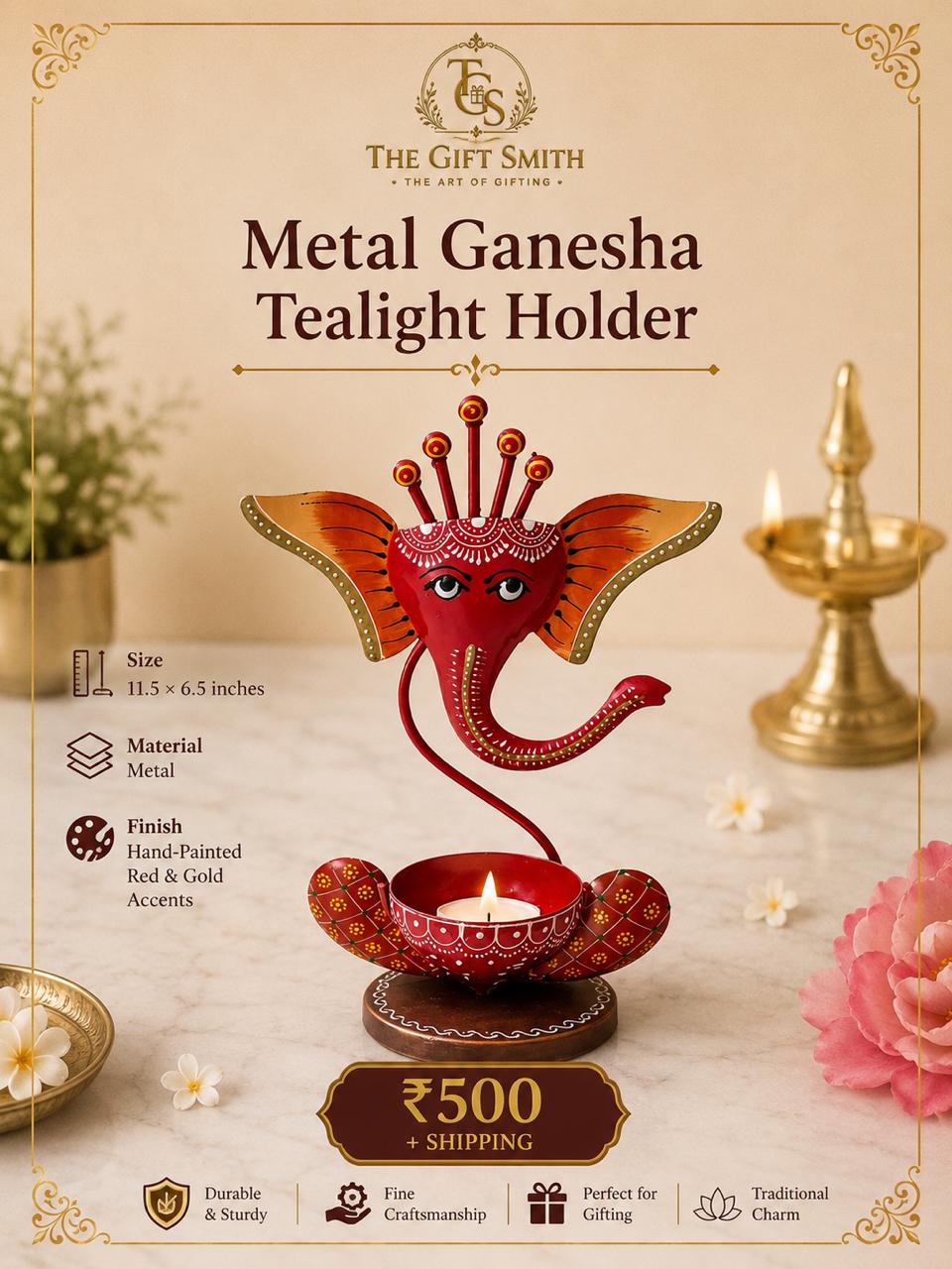 Metal Ganesha Tealight Holder