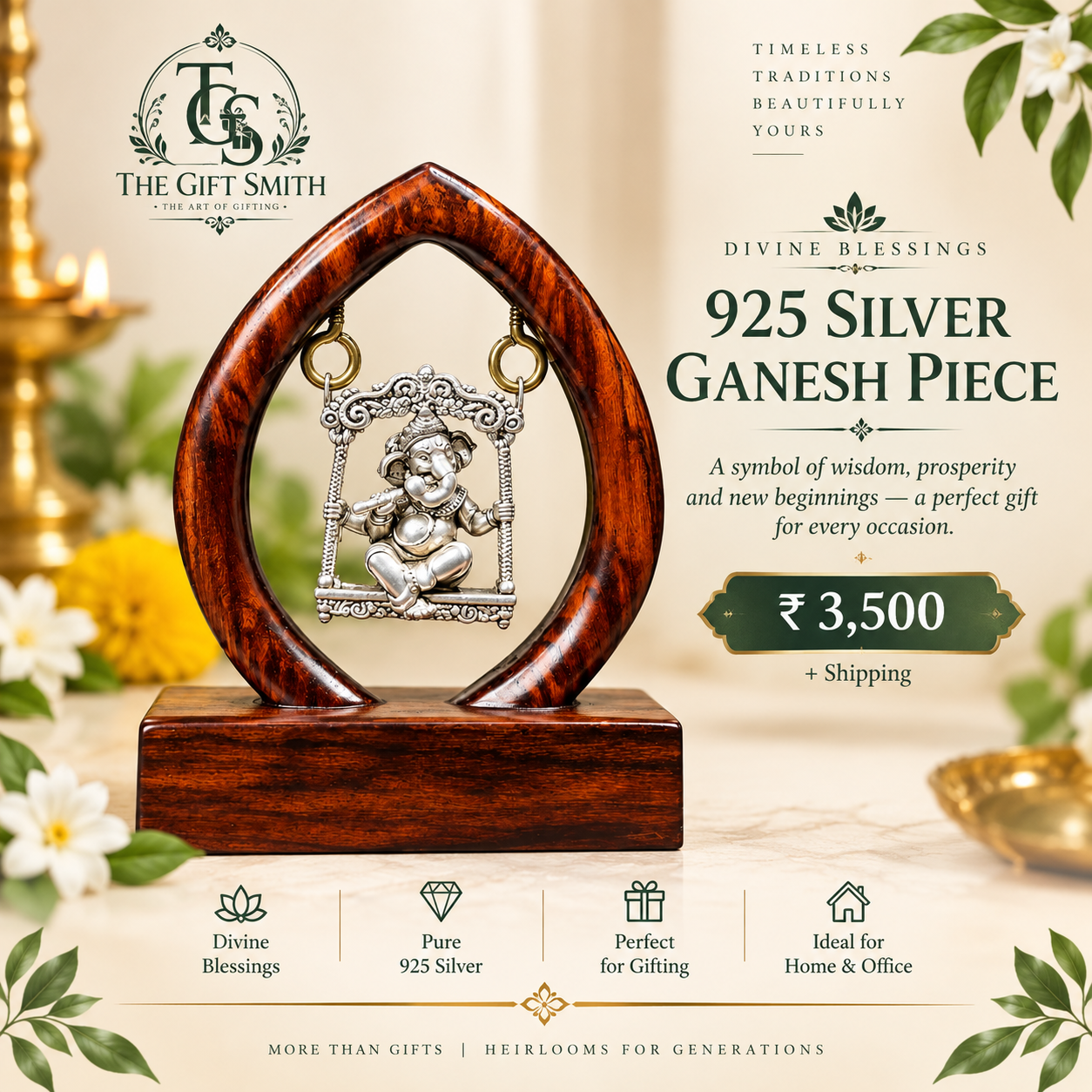 925 Silver Ganesh Piece