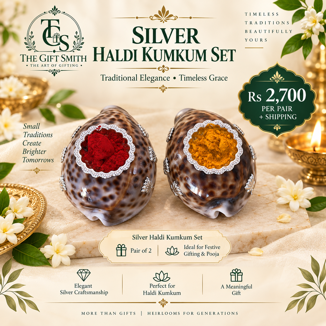 Silver Haldi Kumkum Set