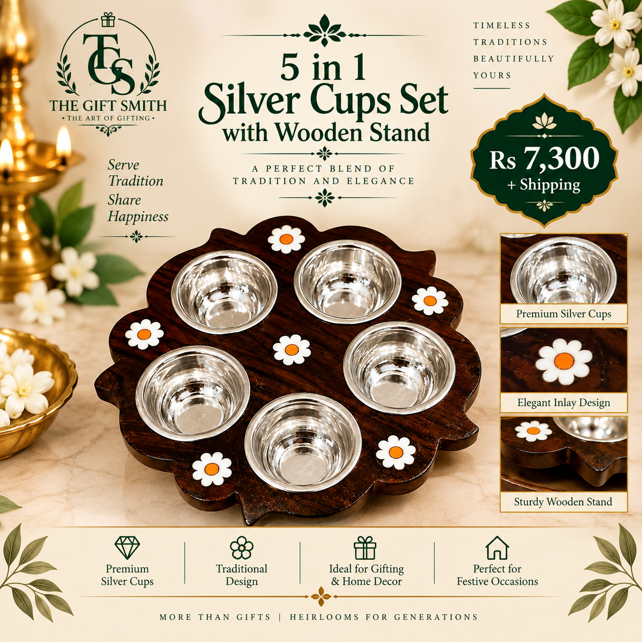 5 in 1 Silver Cups Set
