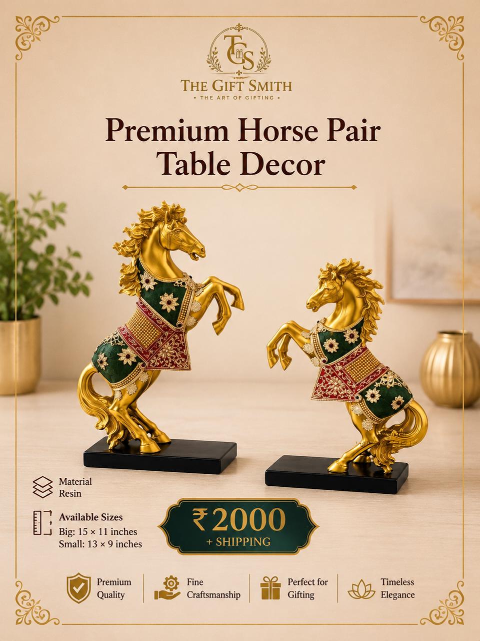 Premium Horse Pair Table Decor