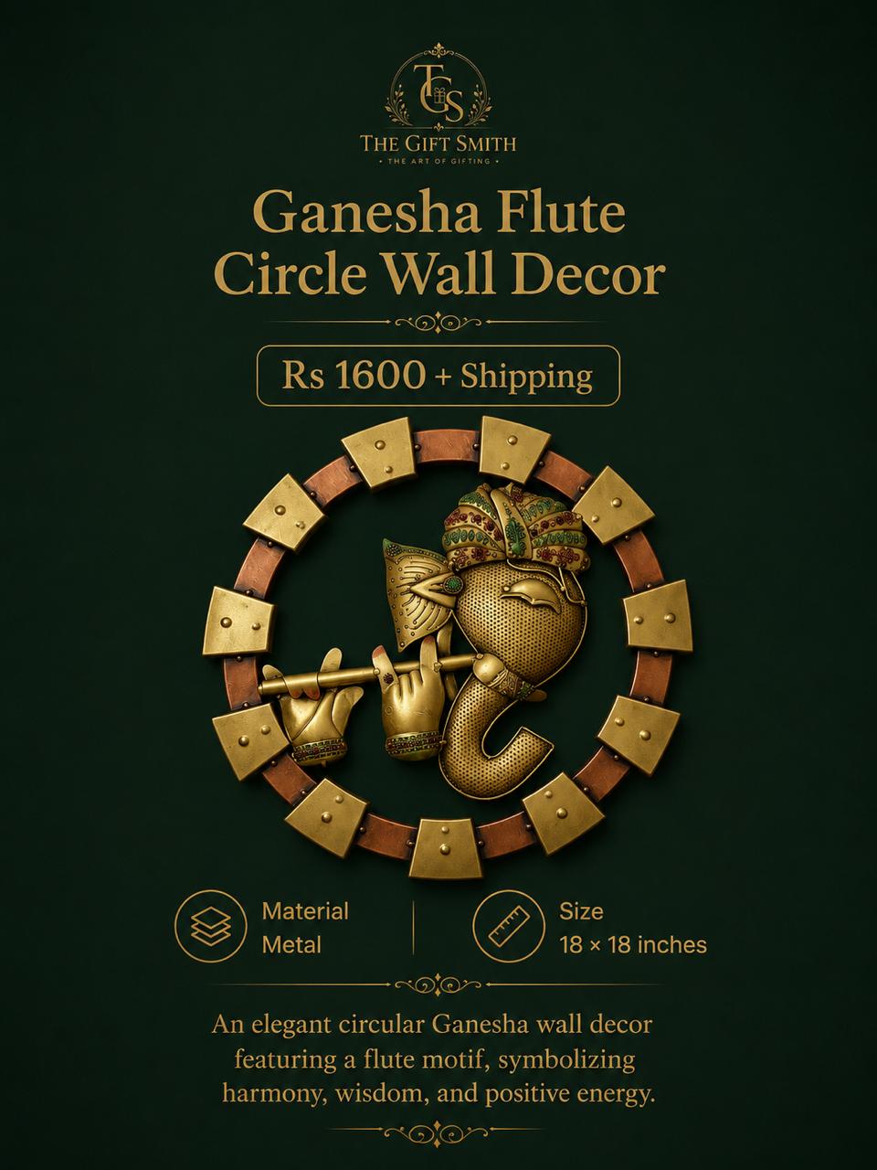 Ganesha Flute Circle Wall Decor