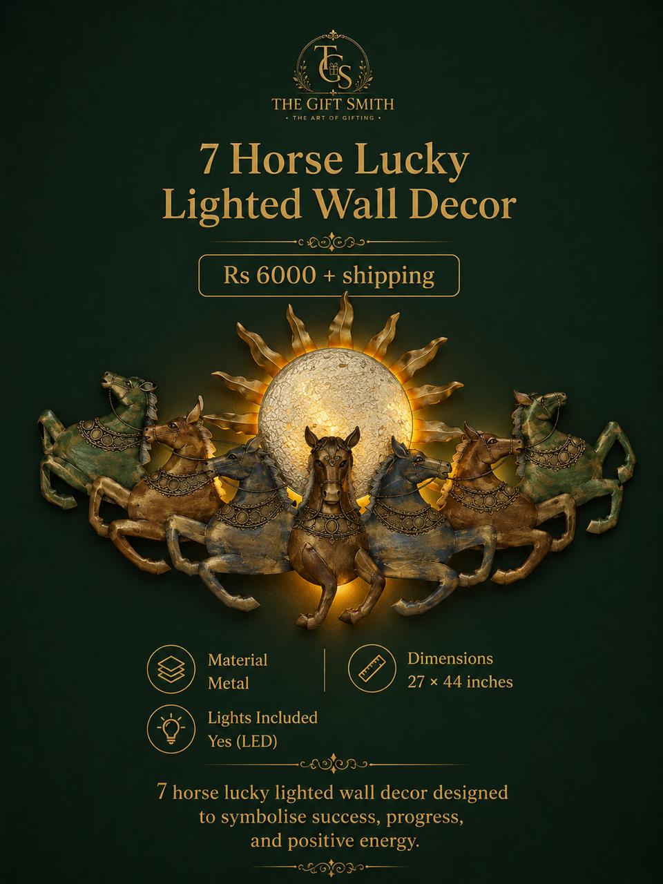 7 Horse Lucky Lighted Wall Decor