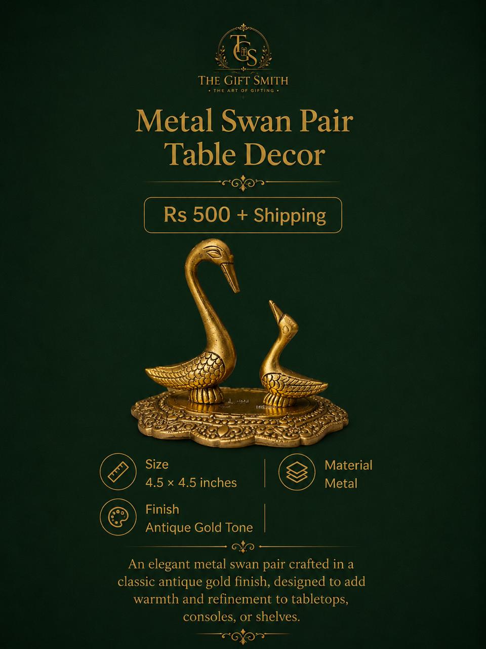 Metal Swan Pair Table Decor
