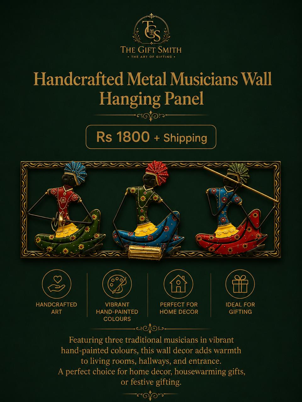 Handcrafted Metal Musicians Wall Hanging Panel