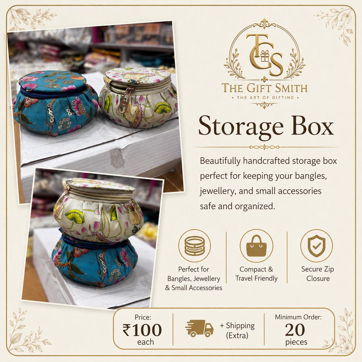 Round Fabric Zippered Storage Box