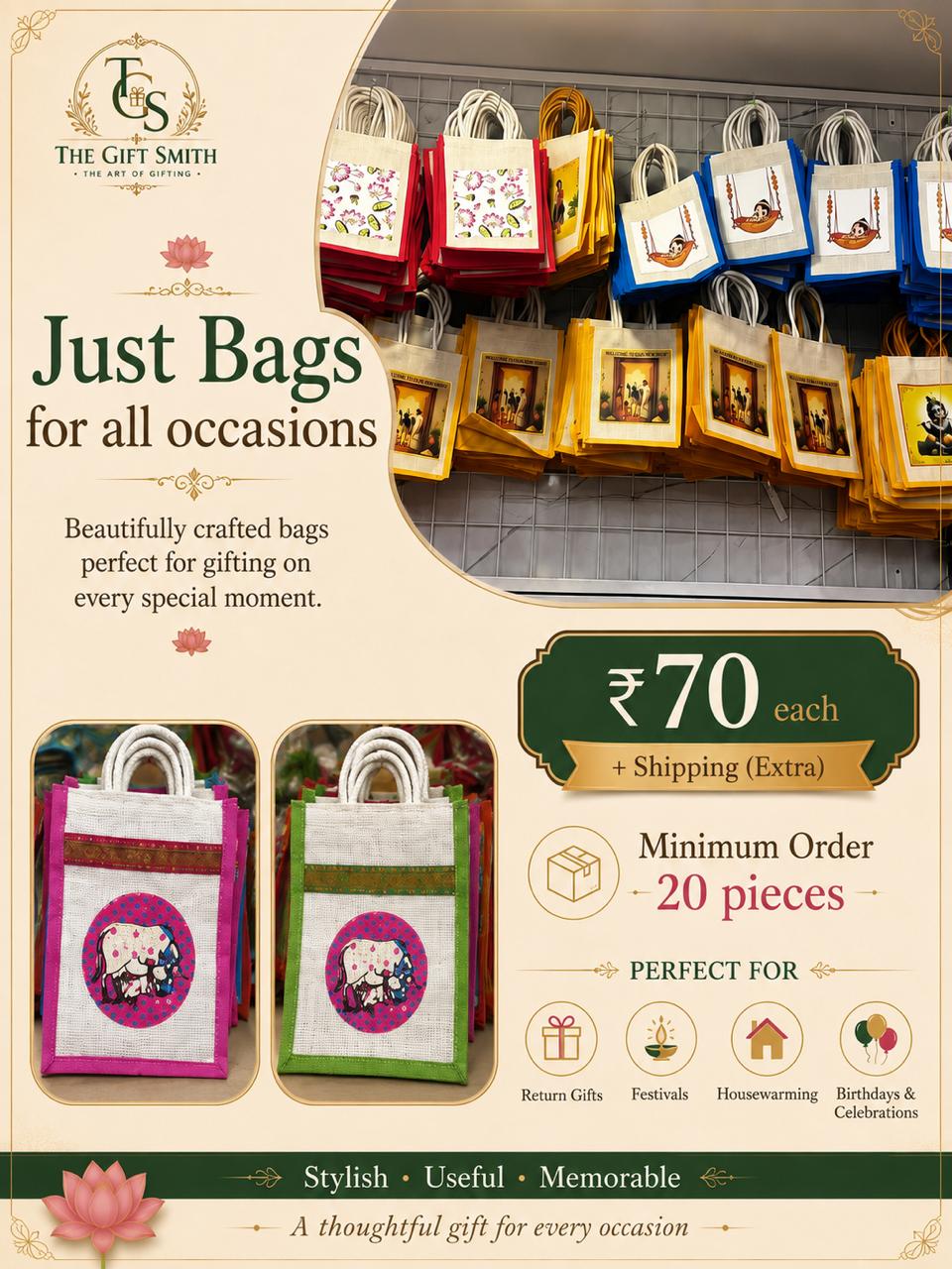 Printed Jute Gifting Bags