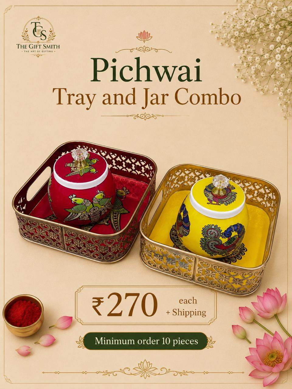 Pichwai Tray & Jar Combo