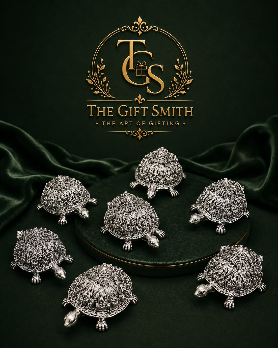 Engraved Silver Tortoise Group