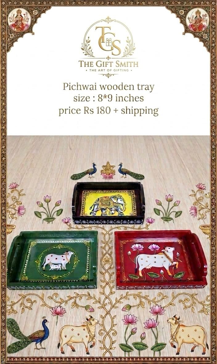 Pichwai Wooden Tray