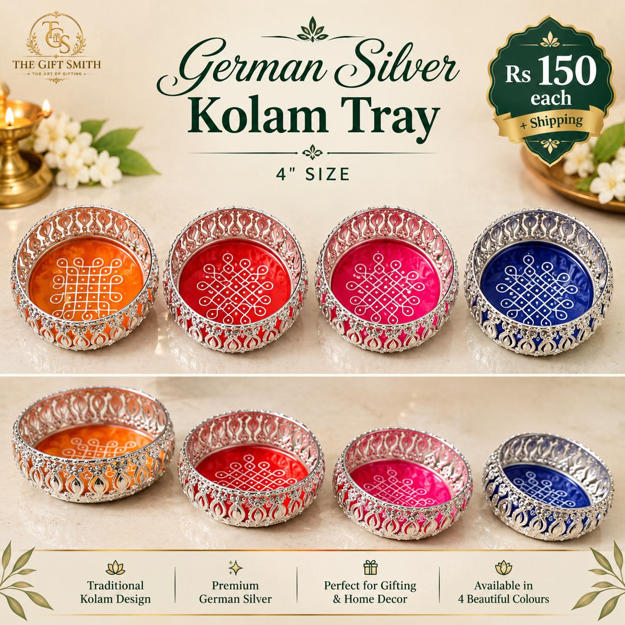 German Silver Kolam Tray